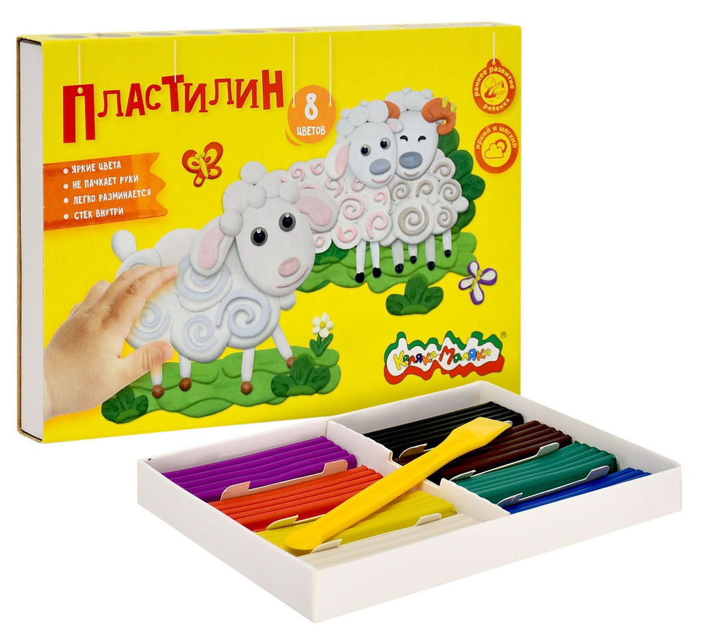 Пластилин Каляка-Маляка 8 цветов 120 г, со стеком