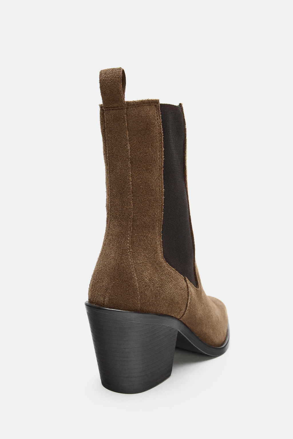 SPLIT SUEDE HEELED ANKLE BOOTS