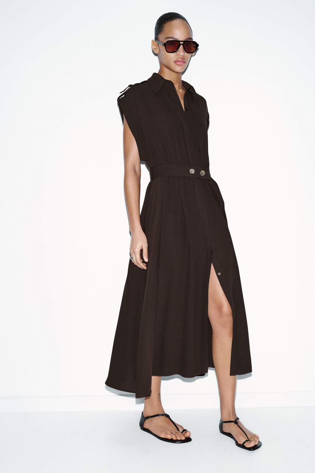 MIDI DRESS WITH BELT - Zara фото 2