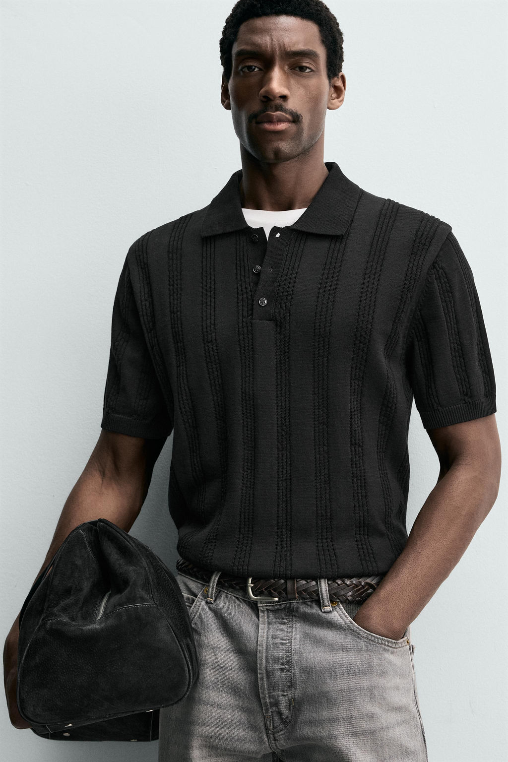 POLO PUNTO REGULAR FIT ESTRUCTURA / Negro - Zara фото 5