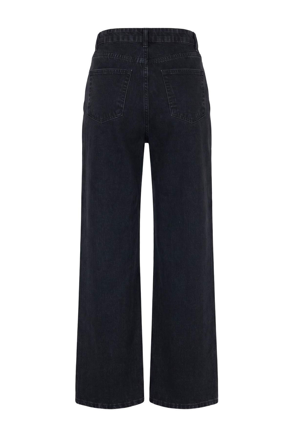 Siyah Ta_l_ Puantiye Desenli Y_ksek Bel Wide Leg Jeans TWOAW27JE00129 - Trendyolmilla фото 6