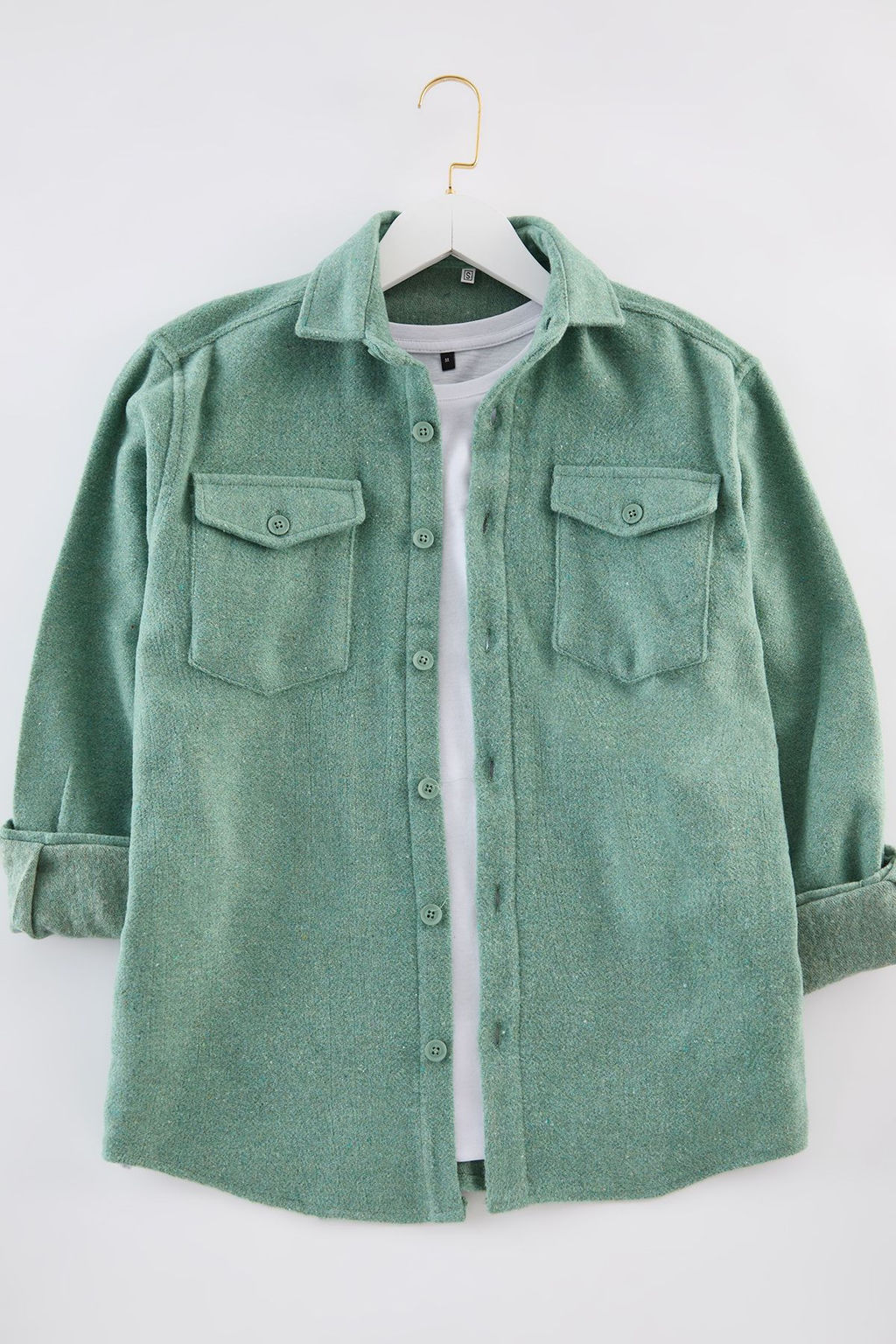 Trendyolmilla Man Mint Regular Fit Cepli Oduncu K?sl?k Dokuma Erkek Gomlek TEDAW25GO00009