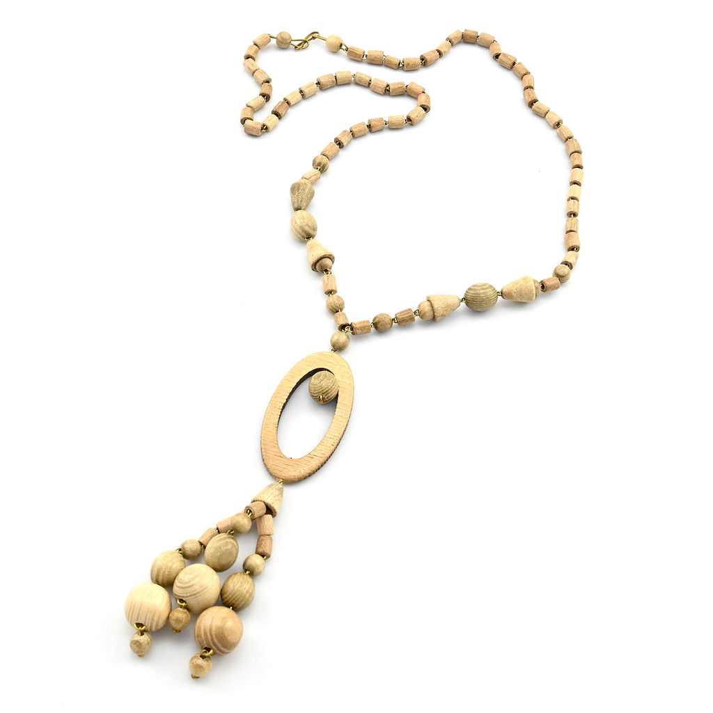 Деревянные бусы с подвеской Шарман, 58см