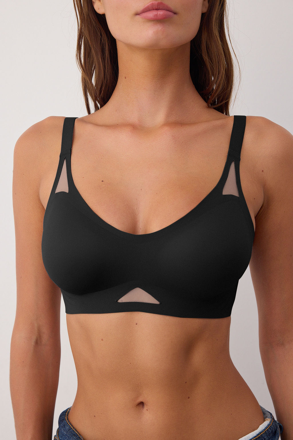 Siyah Dikissiz Lazer Kesim Gorunmez/Hayalet Balensiz Atma Kap Bralette Sutyen THMAW26SU00014
