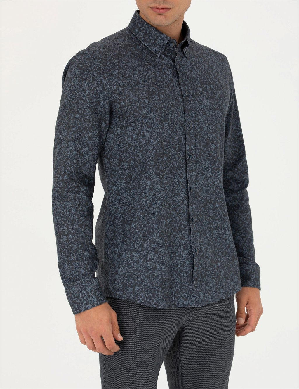 Lacivert Slim Fit Uzun Kollu G_mlek - Pierre cardin фото 6