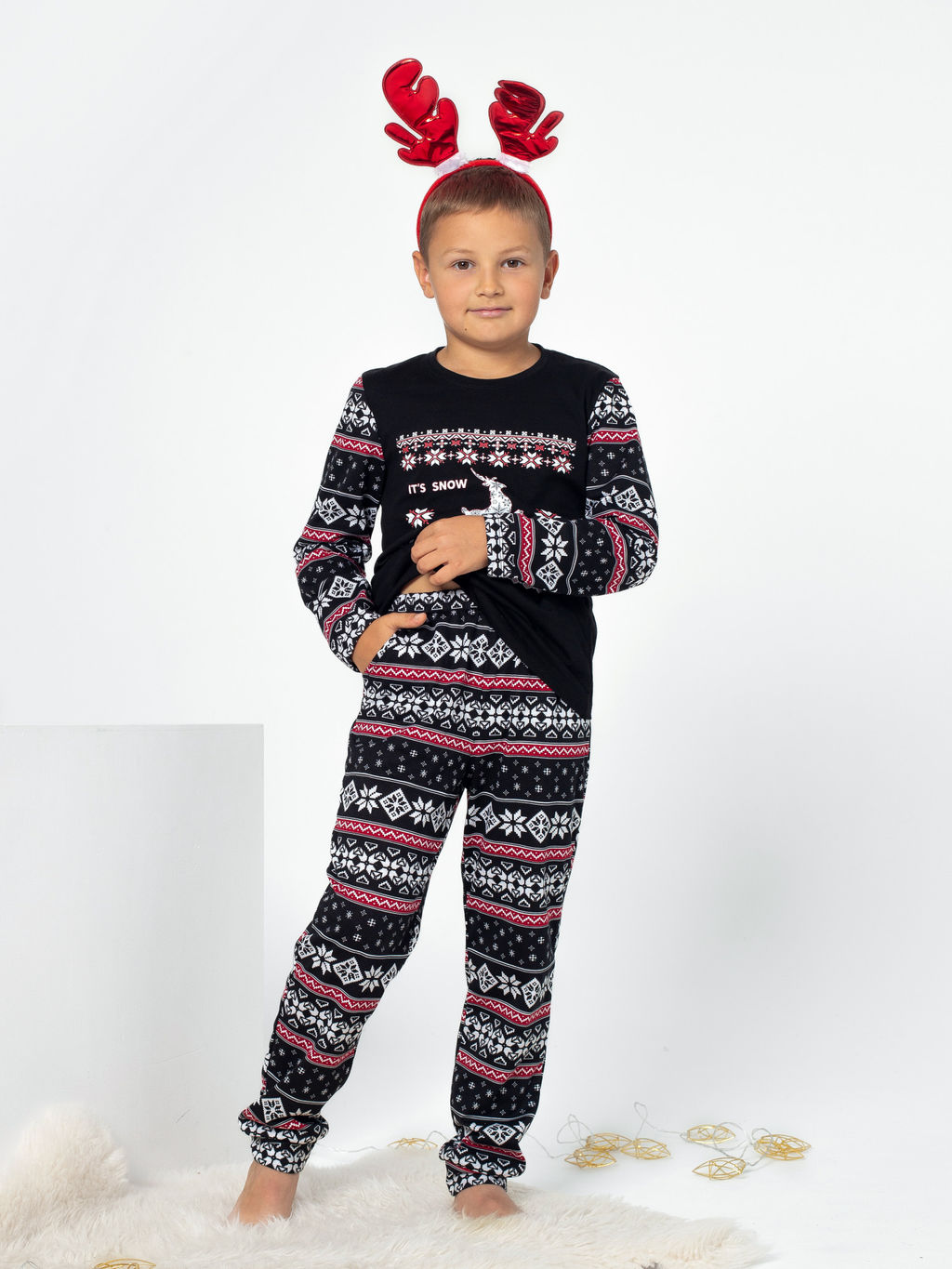 Пижама детская кулирка с брюками "ЛАПЛАНДИЯ" ЧЕРНЫЙ