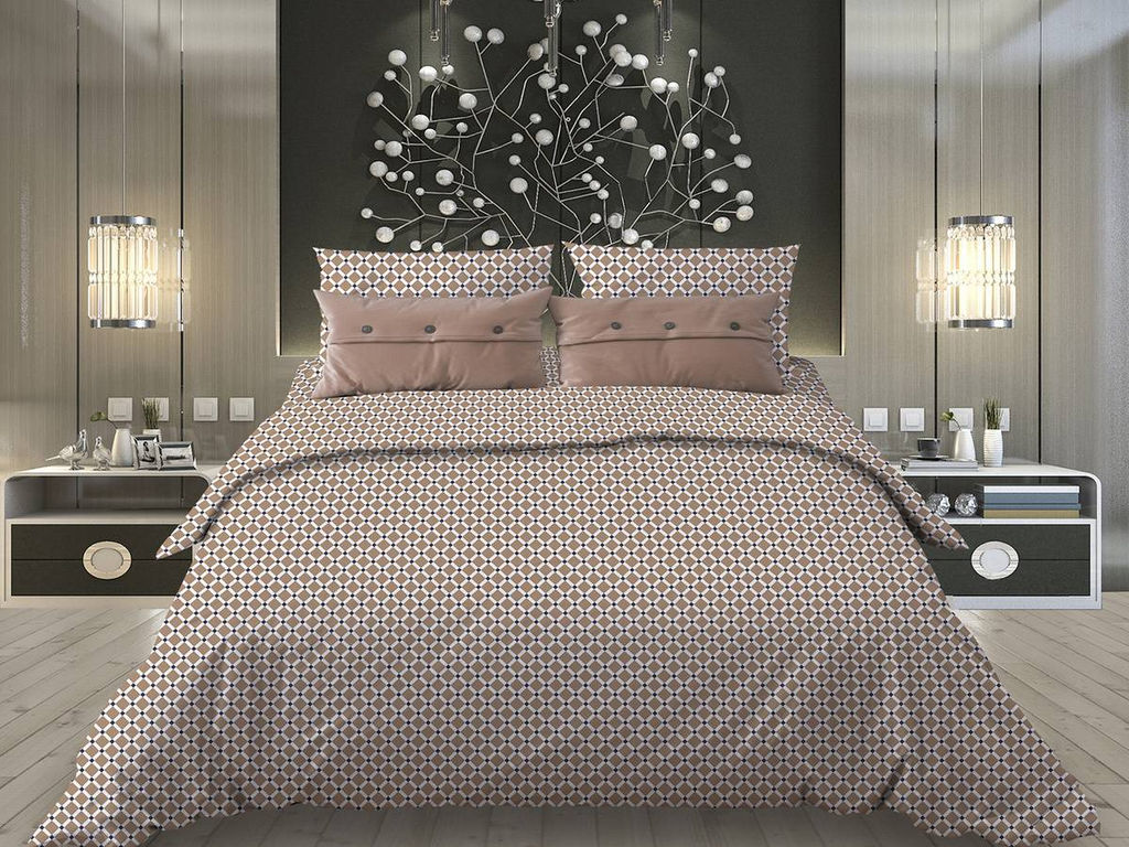 Простыня на резинке 120*200 см, бязь "Комфорт", борт 25 см (Виши, бежевый)