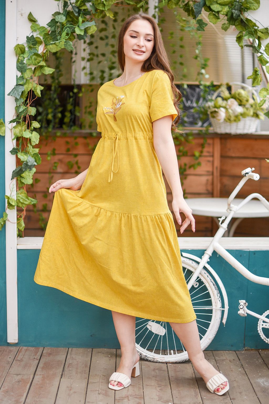 Платье 100% хлопок  Майский букет - Оптима фото 5