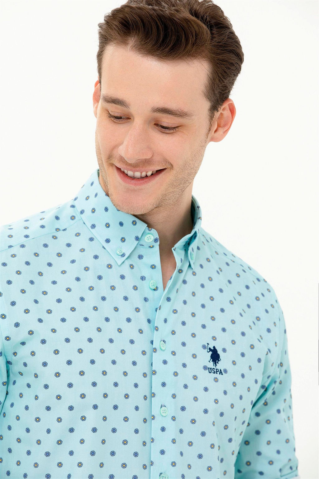 U. S. Polo Assn / Мужская рубашка зеленого цвета с длинным рукавом - U.s. polo assn фото 3