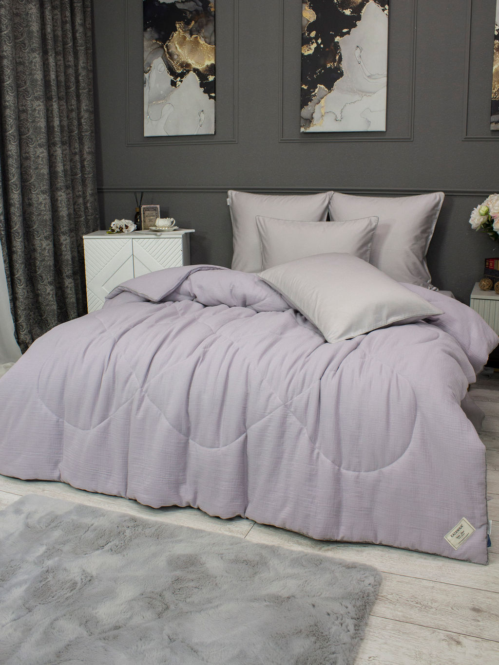 Muslin & Satin Solid color (лаванда жемчуг) комплект - Kazanov.a. фото 2