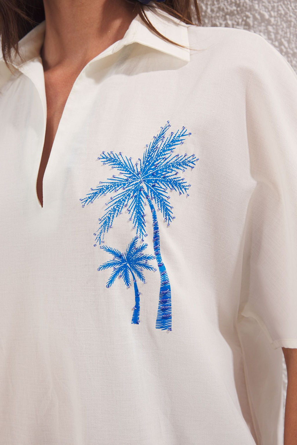 Trendyolmilla Fusya Maxi Dokuma %100 Pamuk Nak?sl? Plaj Elbisesi TBESS25EL00026  фото 14