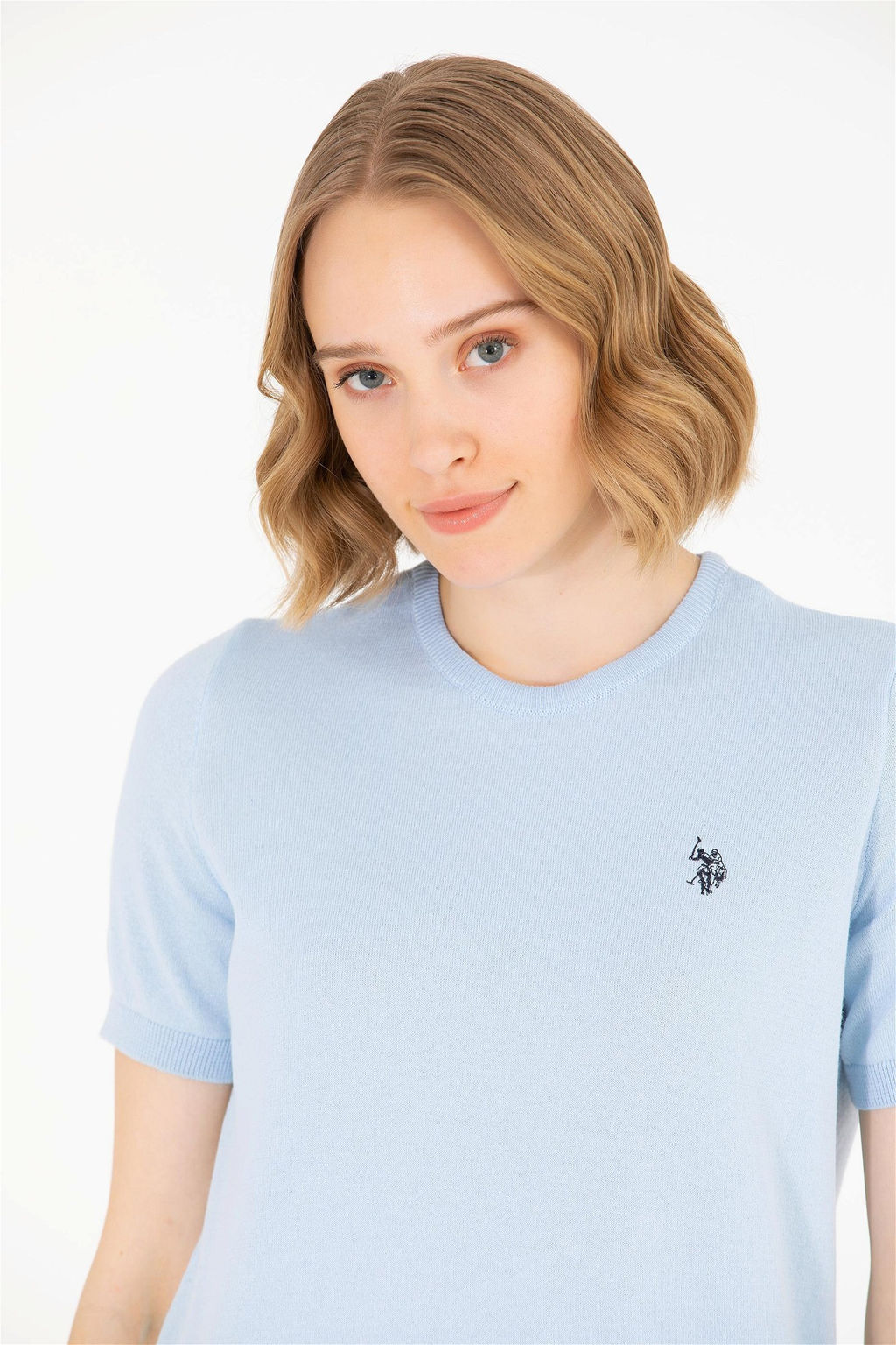 Женский голубой свитер с круглым вырезом Неожиданная скидка в корзине - U.s. polo assn фото 3