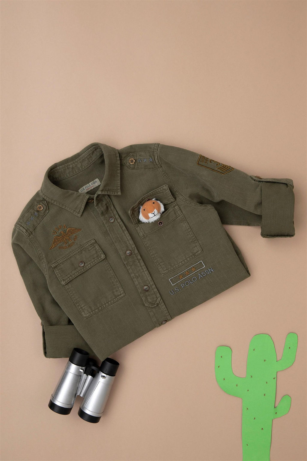 Рубашка цвета хаки с длинным рукавом для мальчика - U.s. polo assn фото 5