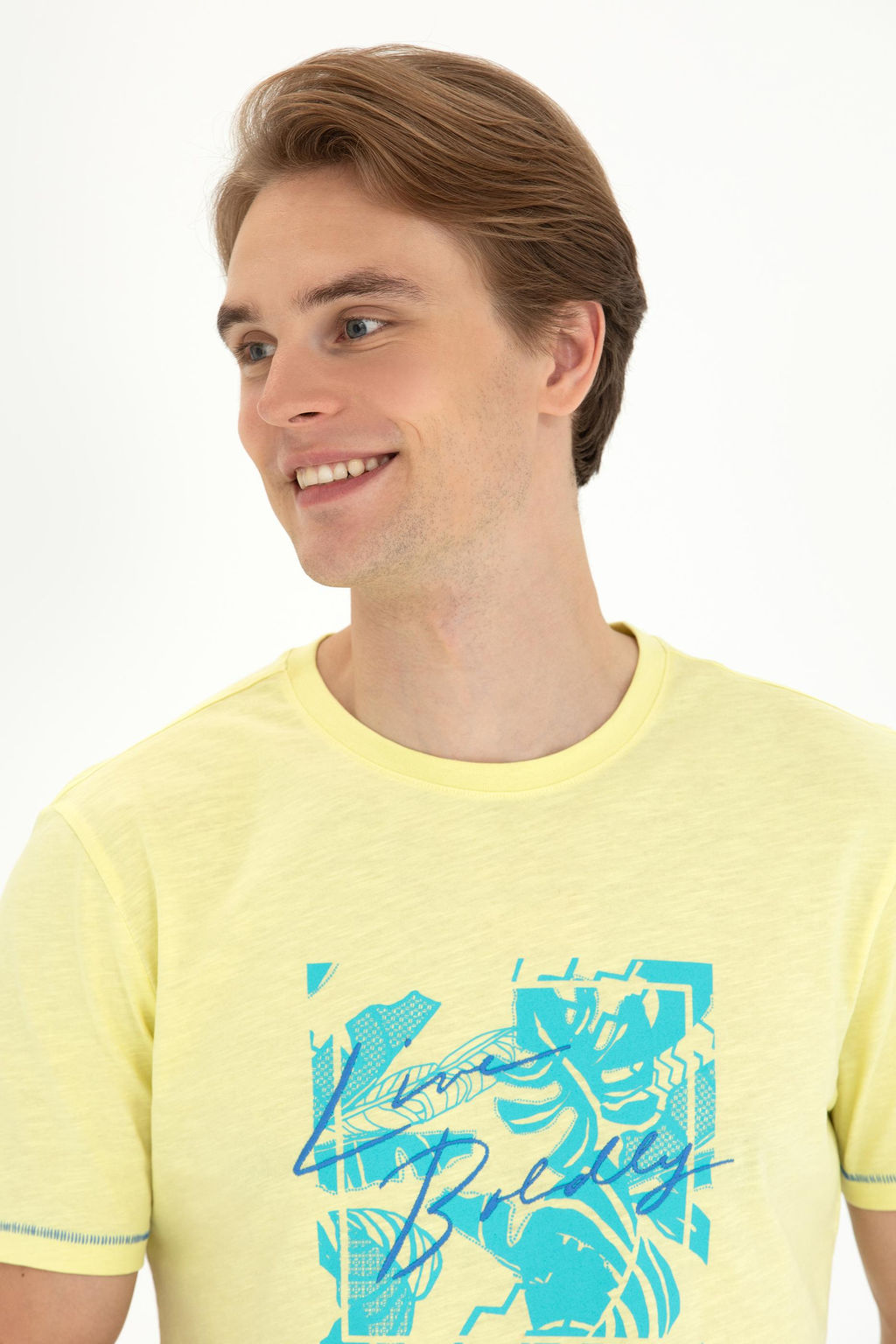 Мужская светло-желтая футболка с круглым вырезом - U.s. polo assn фото 16