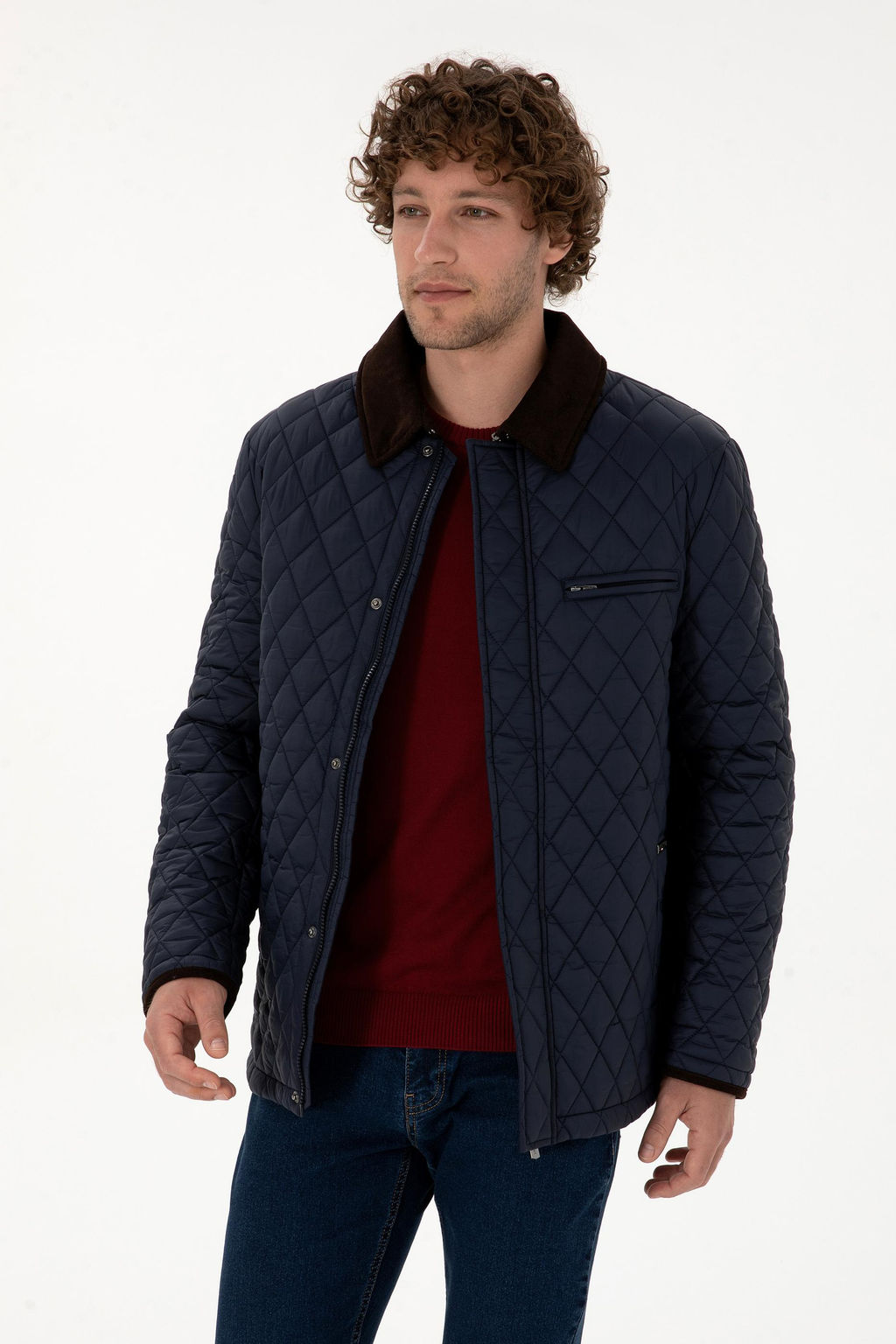 Erkek Lacivert Mont Sepette S_rpriz _ndirim