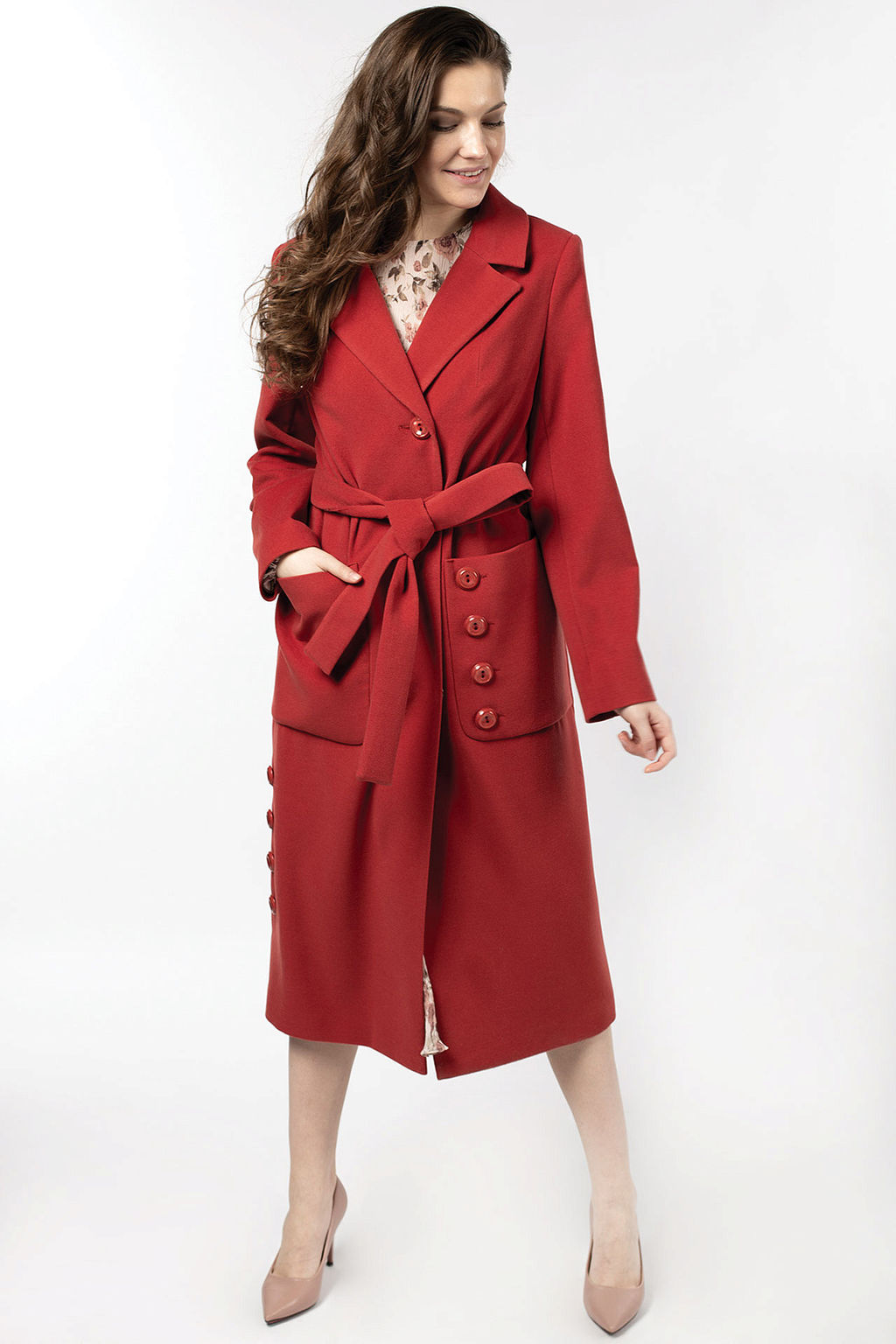 Пальто женское демисезонное (пояс) - El podio фото 4