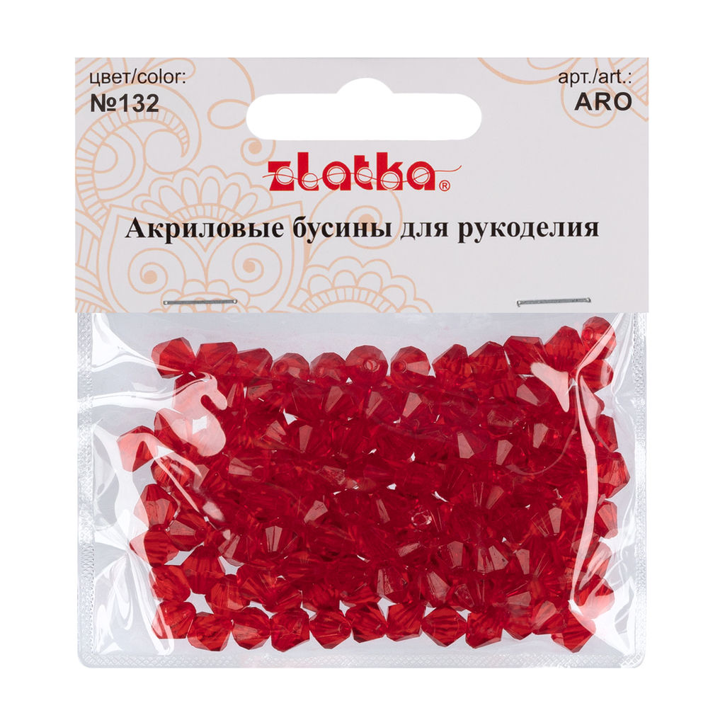 Бусина Zlatka акрил ARO 7 х 8 мм 25 г 132 красный  фото 3