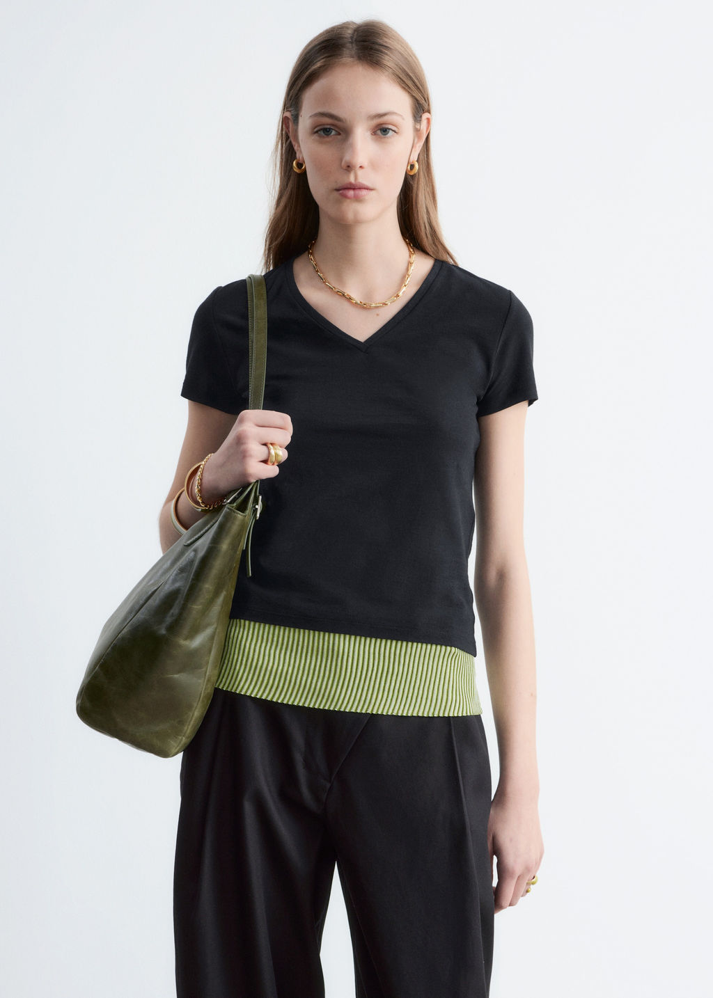 Camiseta de algod?n con escote en pico - H&m фото 3
