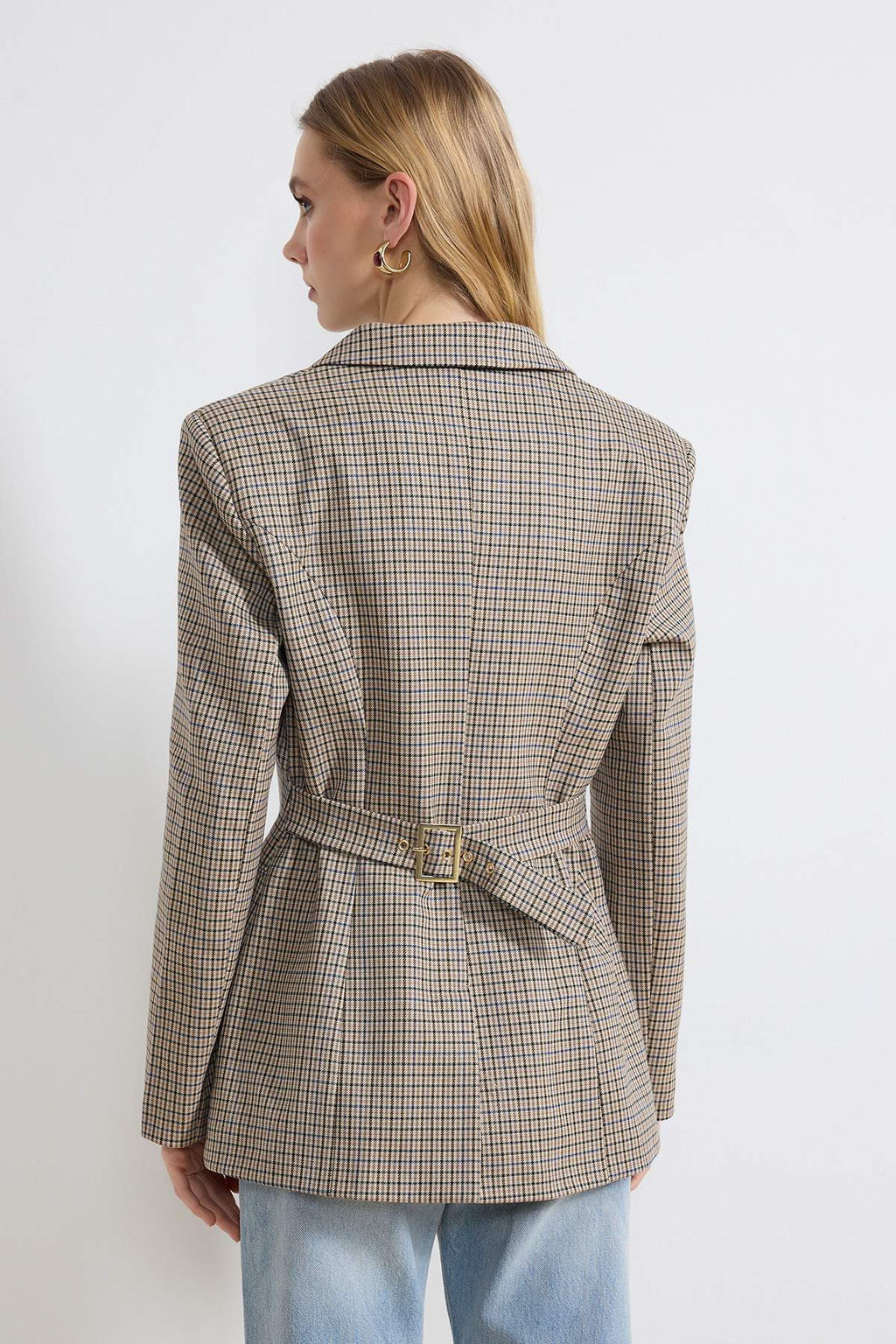 Cok Renkli Ekoseli Fitted/Vucuda Oturan Astarl? Vatkal? Dokuma Blazer Ceket TWOSS26BC00018 - Trendyolmilla фото 5