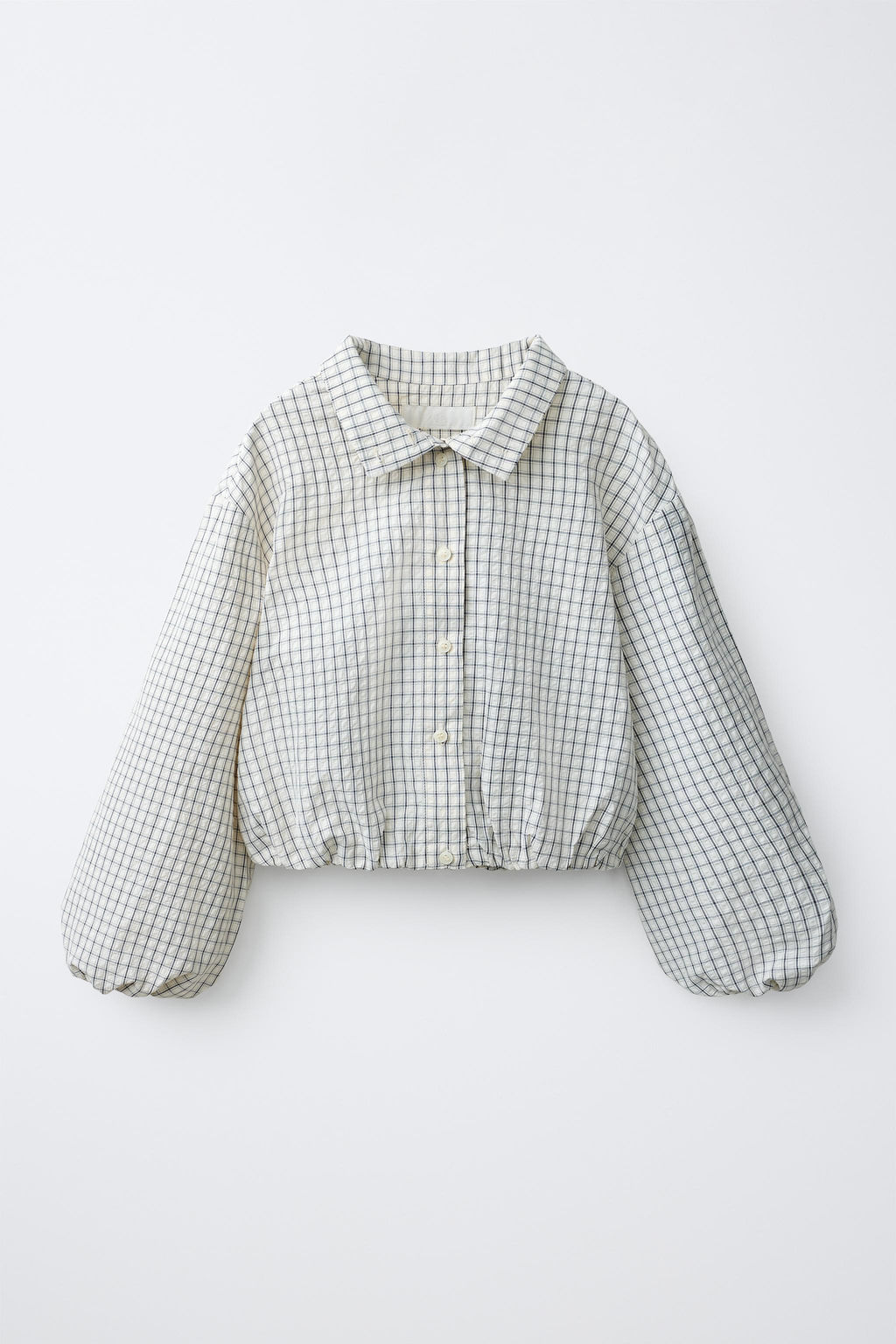 CAMISA GLOBO CUADROS / Crudo / Negro - Zara фото 4