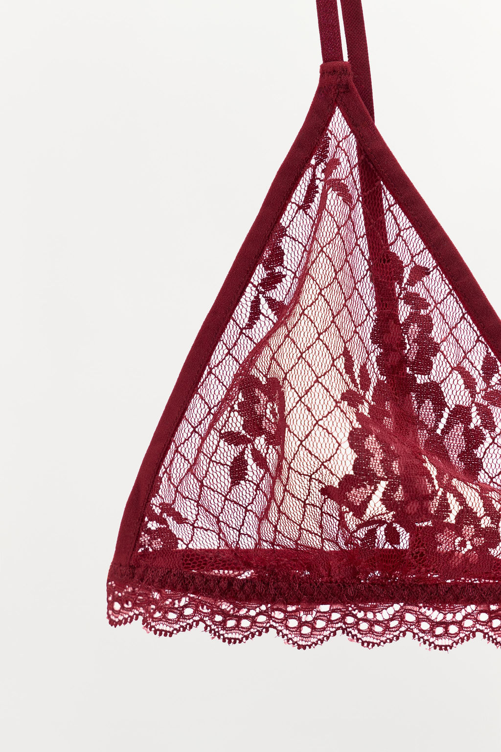 SUJETADOR TRIANGULAR ENCAJE / Granate