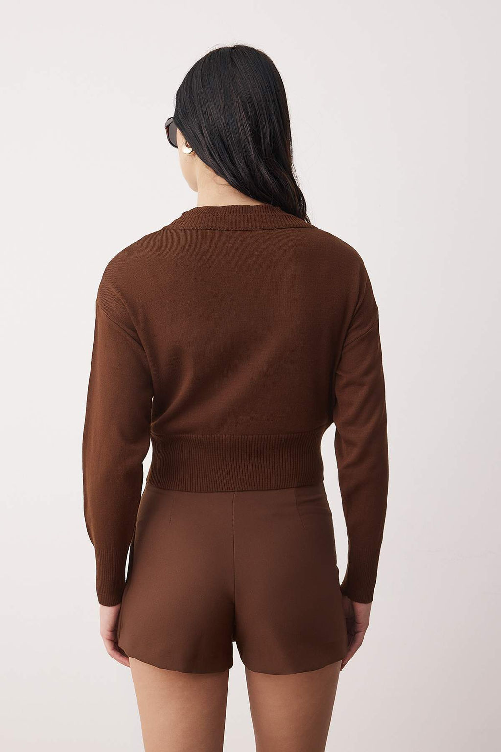 Kahverengi Bisiklet Yaka Birlesik Bluz-H?rka Triko Kazak TWOAW26KZ00280