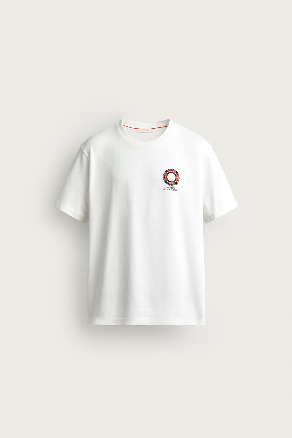 CAMISETA REGULAR FIT BORDADO COMBINADO / Blanco roto - Zara фото 7
