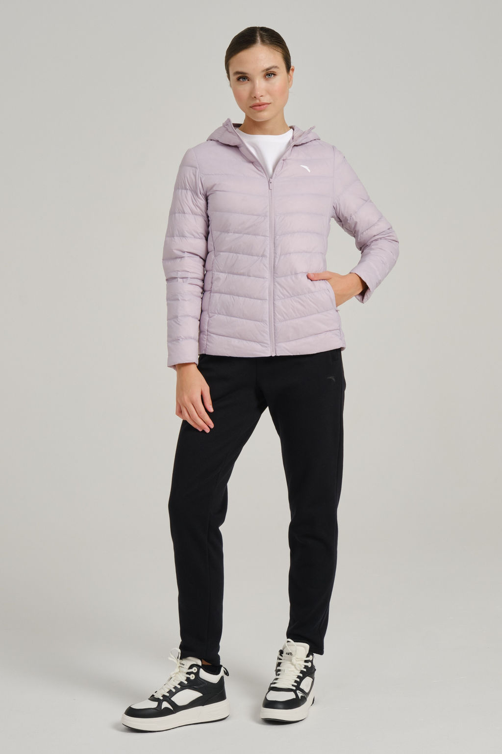 Пуховик лёгкий с капюшоном Фиолетовый - Anta фото 3