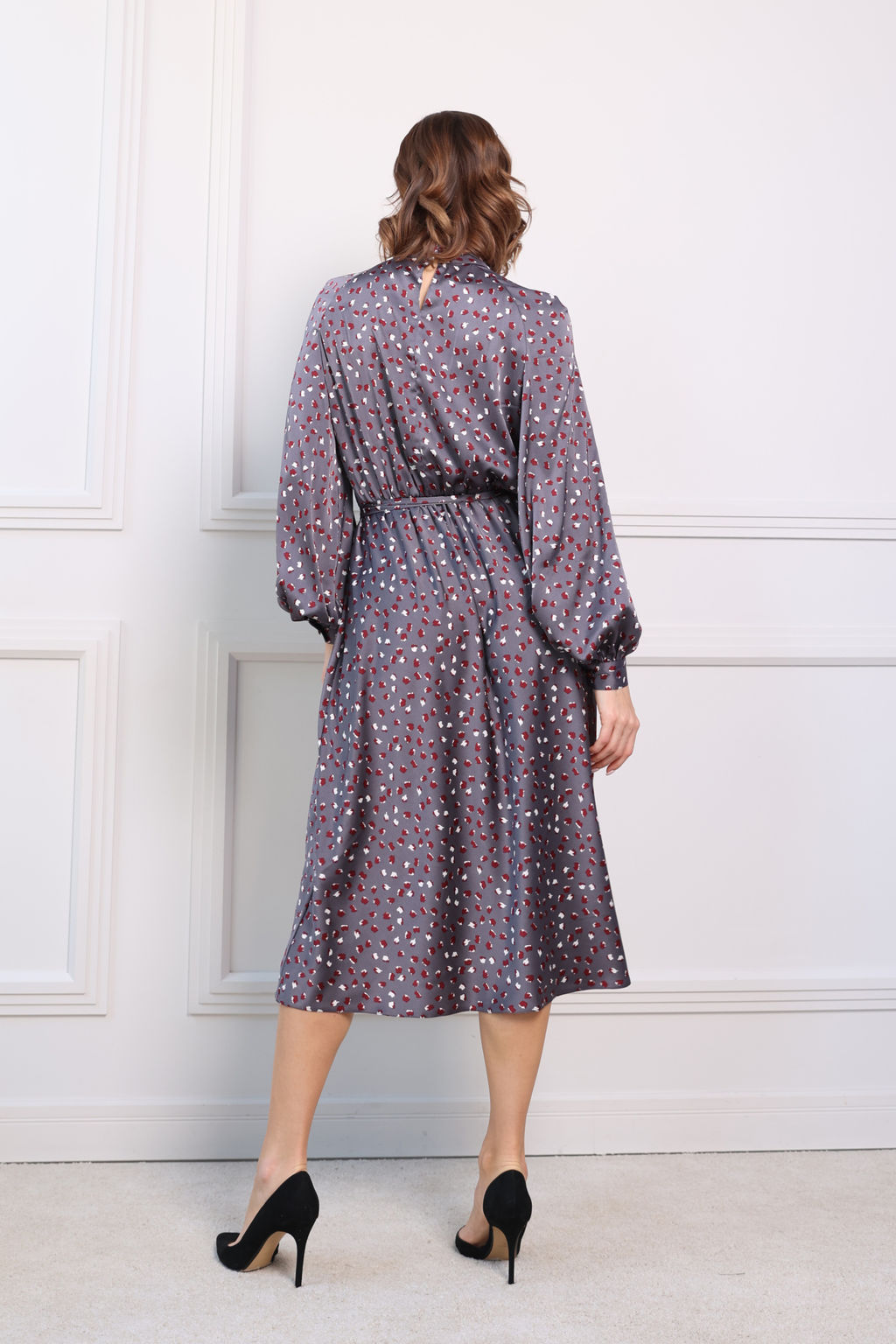 Платье миди из шёлка с юбкой трапеция - Looklikecat фото 3