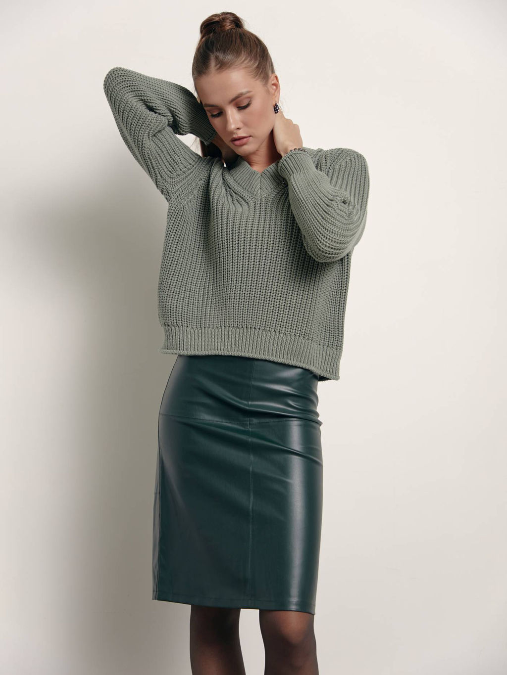 CONTE Юбка под кожу с разрезом сзади LU 1410 emerald emerald