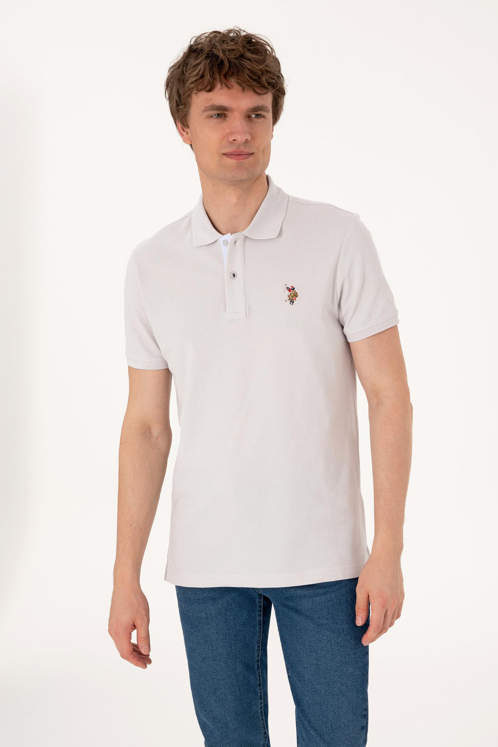 Erkek Slim Fit Polo Yaka A__k Gri Basic Ti__rt Sepette S_rpriz _ndirim - U.s. polo assn фото 3