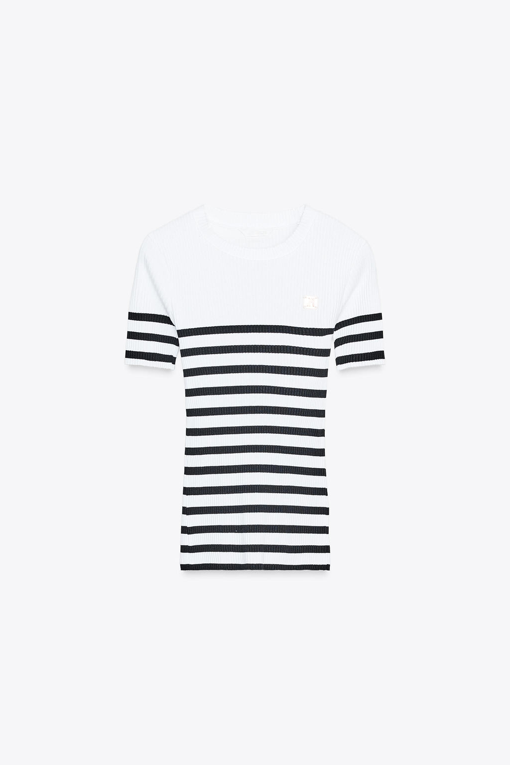 ZARA STRIPED BROOCH T-SHIRT  фото 10
