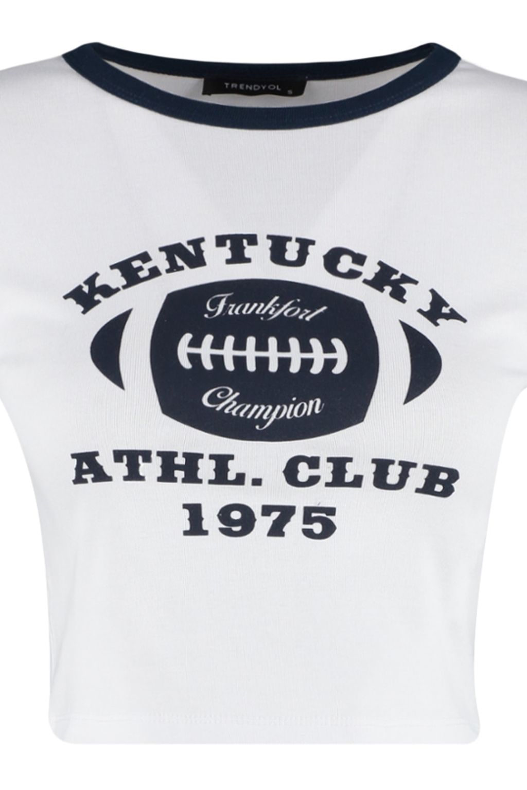 Beyaz %100 Pamuk Slogan Bask?l? Fitted/Vucuda Oturan Crop Bisiklet Yaka Orme T-Shirt TWOSS23TS00100