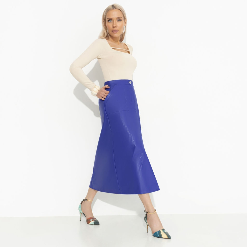 Юбка из мягкой экокожи, Откровенно шикарная (синий) - Charutti фото 2