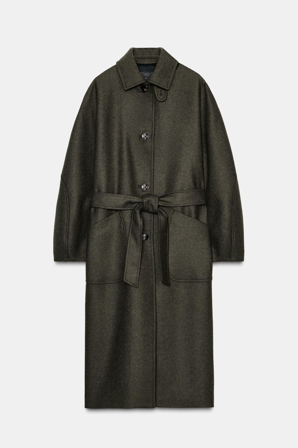 WOOL COAT WITH PUFF SLEEVES AND CONTRAST COLLAR - Zara фото 8