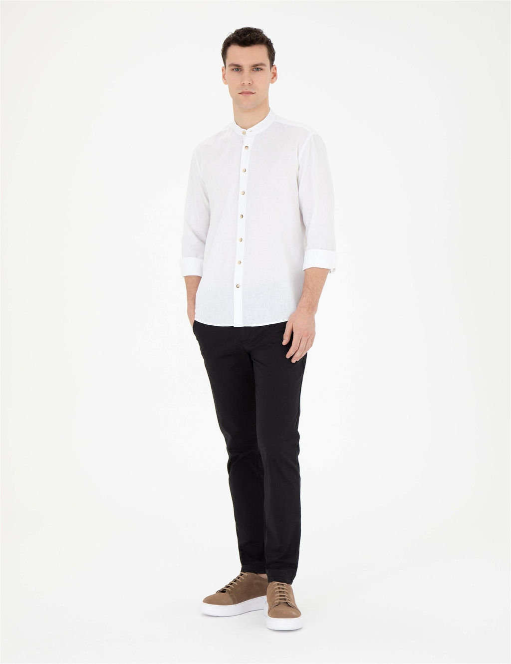 Siyah Slim Fit Kanvas Pantolon