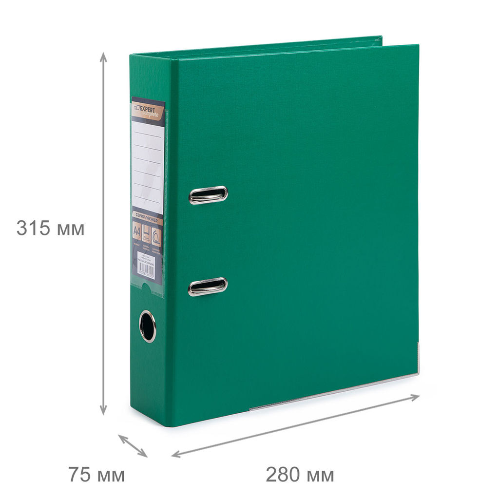 Expert Complete Регистратор PVC, 2-х стороннее покрытие, мет.уг. 75 мм 50 шт. Premier A4 арочный механ. (разб.) лён зеленый ЕС100162003