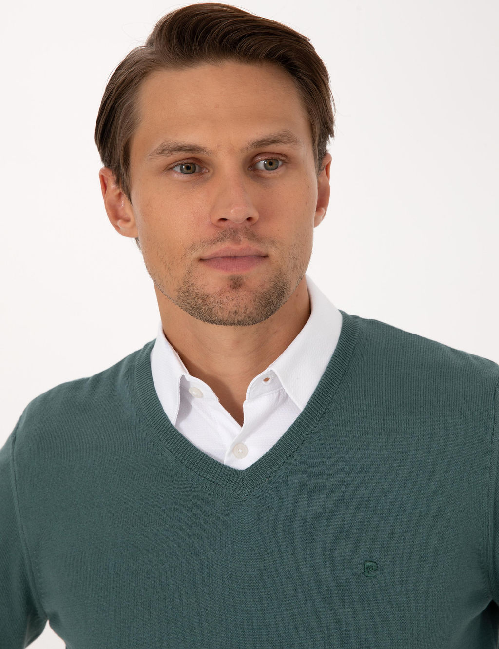 Ye_il Slim Fit V Yaka Basic Triko Kazak - Pierre cardin фото 2