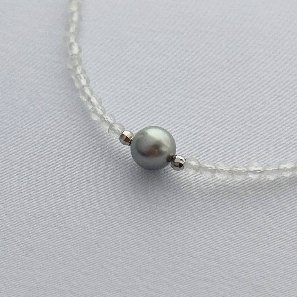 Колье из Горного Хрусталя с Жемчугом 39 см +