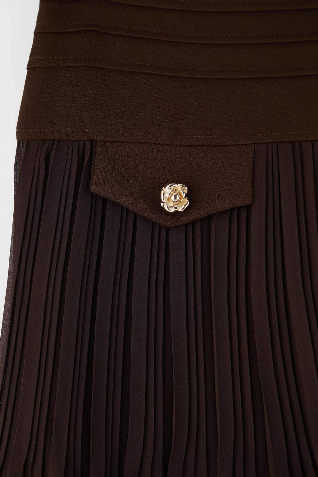 Kahverengi Astarl? Piliseli Dokuma Mini Sifon Etek TWOAW26ET00055