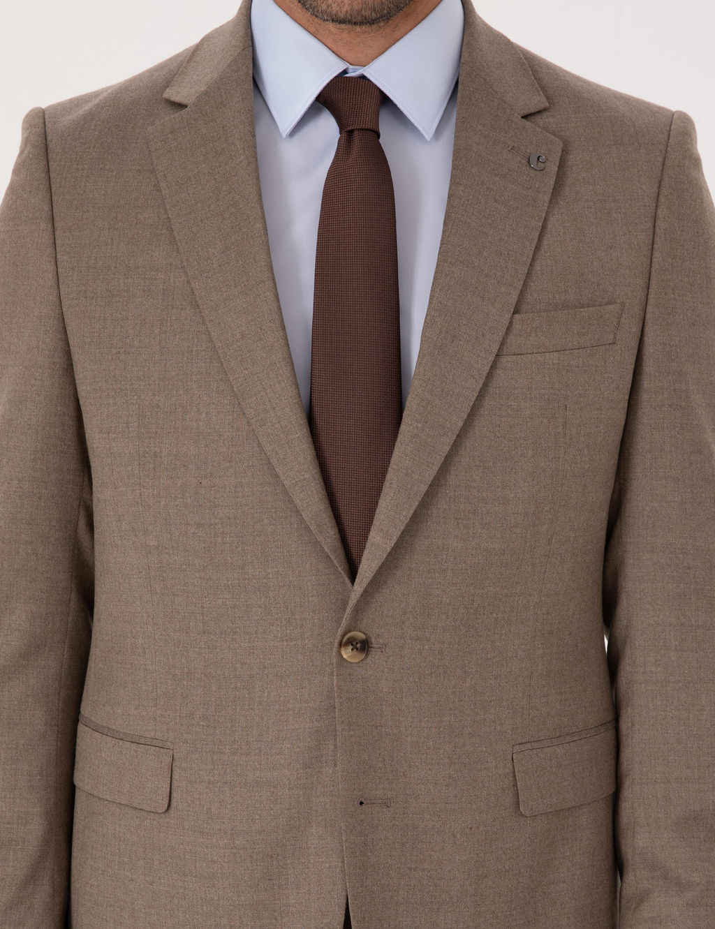 Camel Slim Fit Y_n Kar___ml_ Mikro Desenli Klasik Ceket - Cacharel фото 7