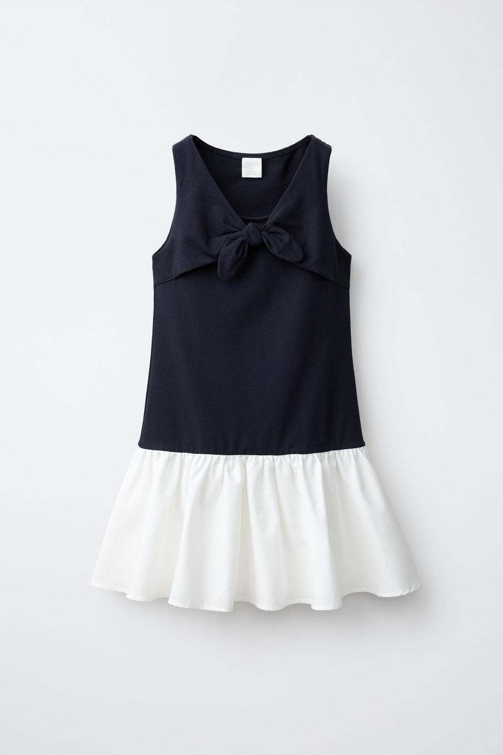 VESTIDO COMBINADO LAZO / Azul / Blanco