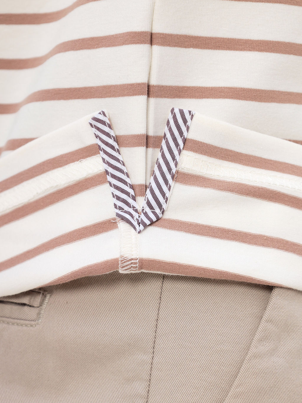 Джемпер мужской с воротником поло короткий рукав GREG G144-KD1246T-UT24 (беж полоска)  фото 4