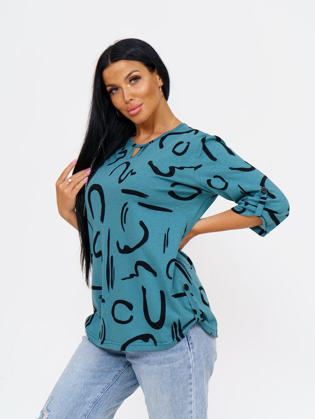 Туника женская, цвет сине-зеленый