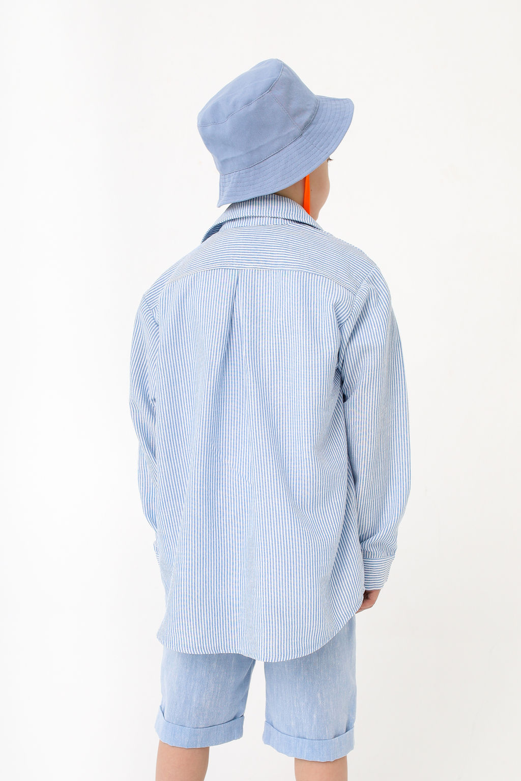 Рубашка-хенли Лен, голубой меланж - Inzibe фото 46