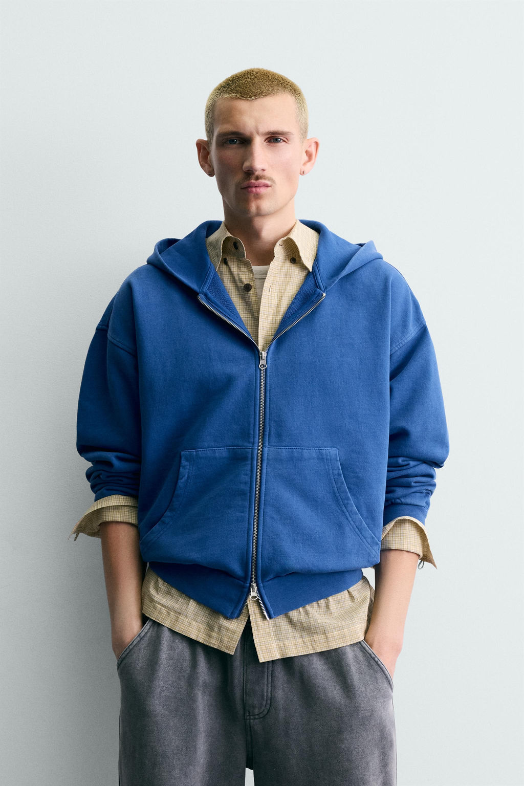 WASHED ZIP-UP HOODIE - Zara фото 2