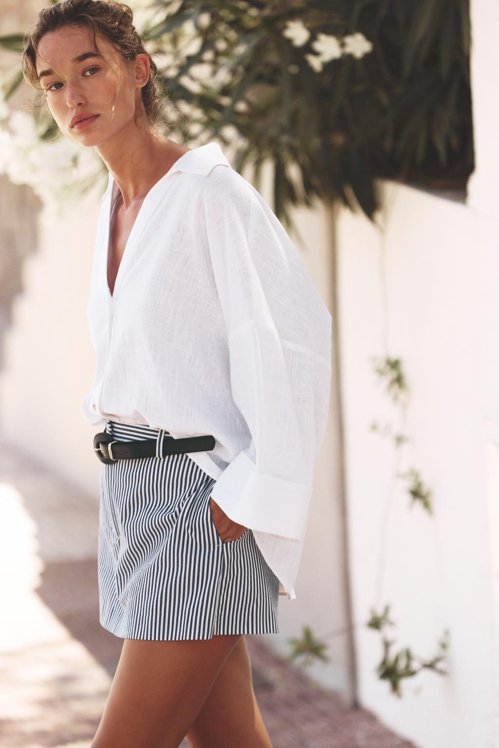 WIDE-SLEEVE LINEN BLEND SHIRT - Zara фото 11