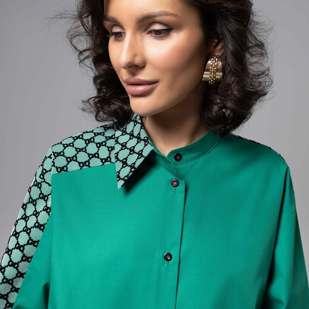 Рубашка комбинированная с сеткой, Моя философия  шик