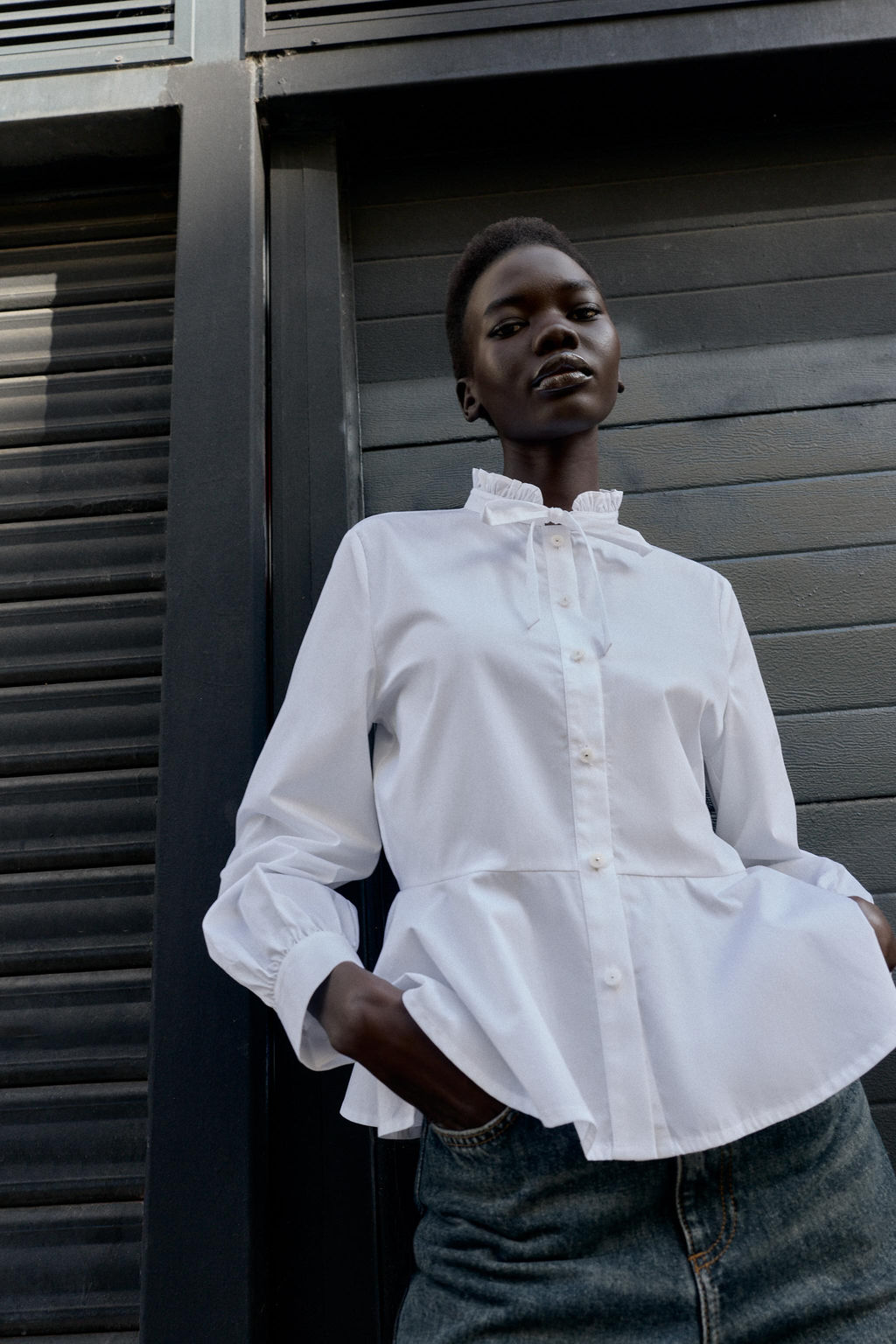 PEPLUM POPLIN SHIRT WITH BOW - Zara фото 2