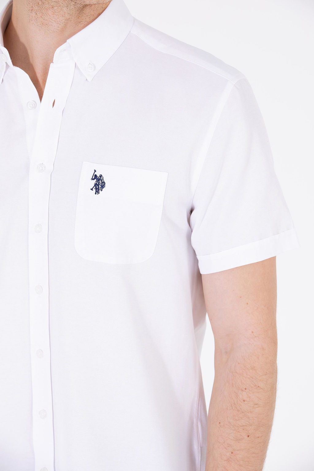 Мужская белая рубашка для рубашки с коротким рубашкой. - U.s. polo assn фото 7